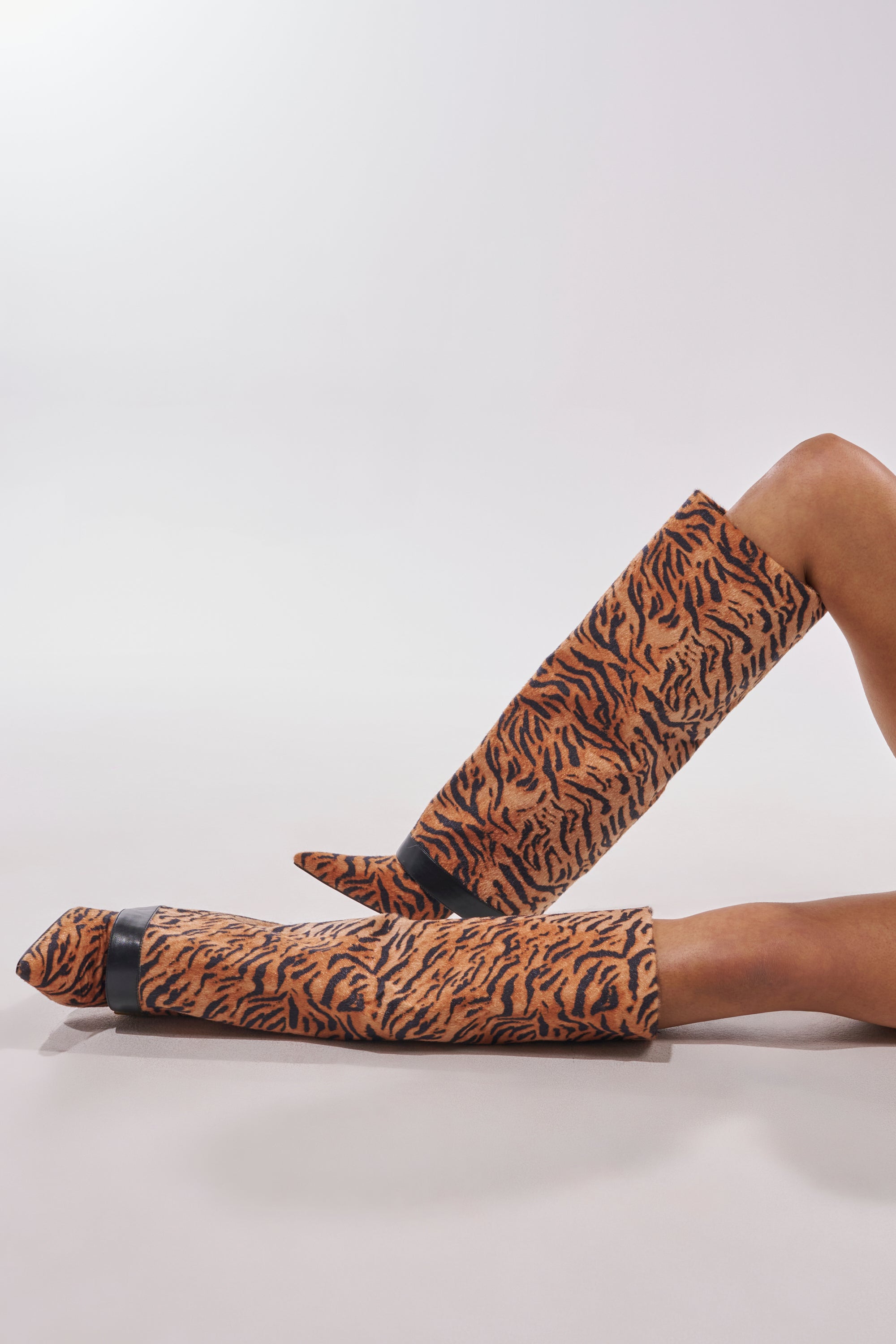 AZALEA WANG JUST TIGER STILETTO FOLD OVER BOOT
