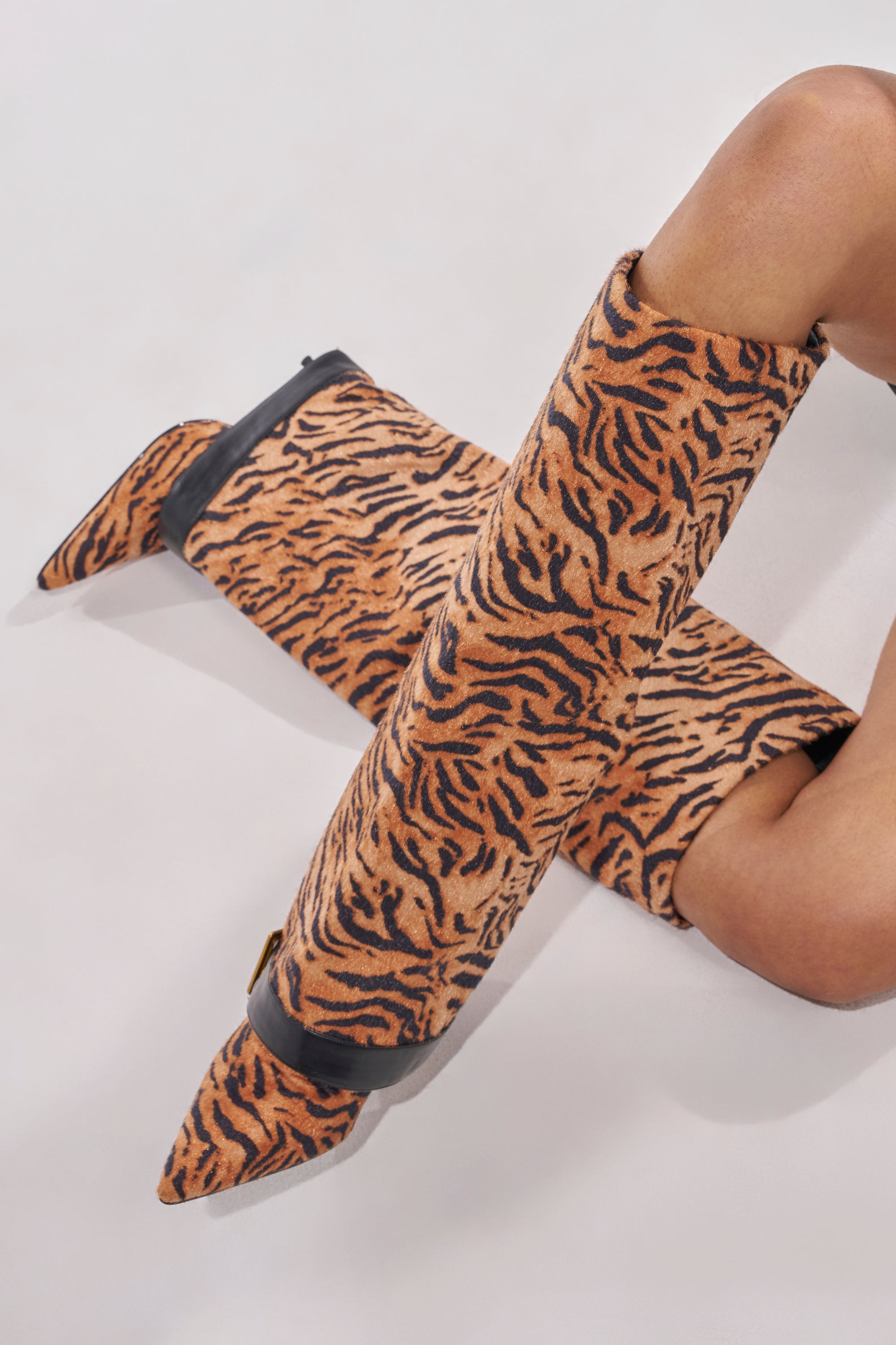 AZALEA WANG JUST TIGER STILETTO FOLD OVER BOOT