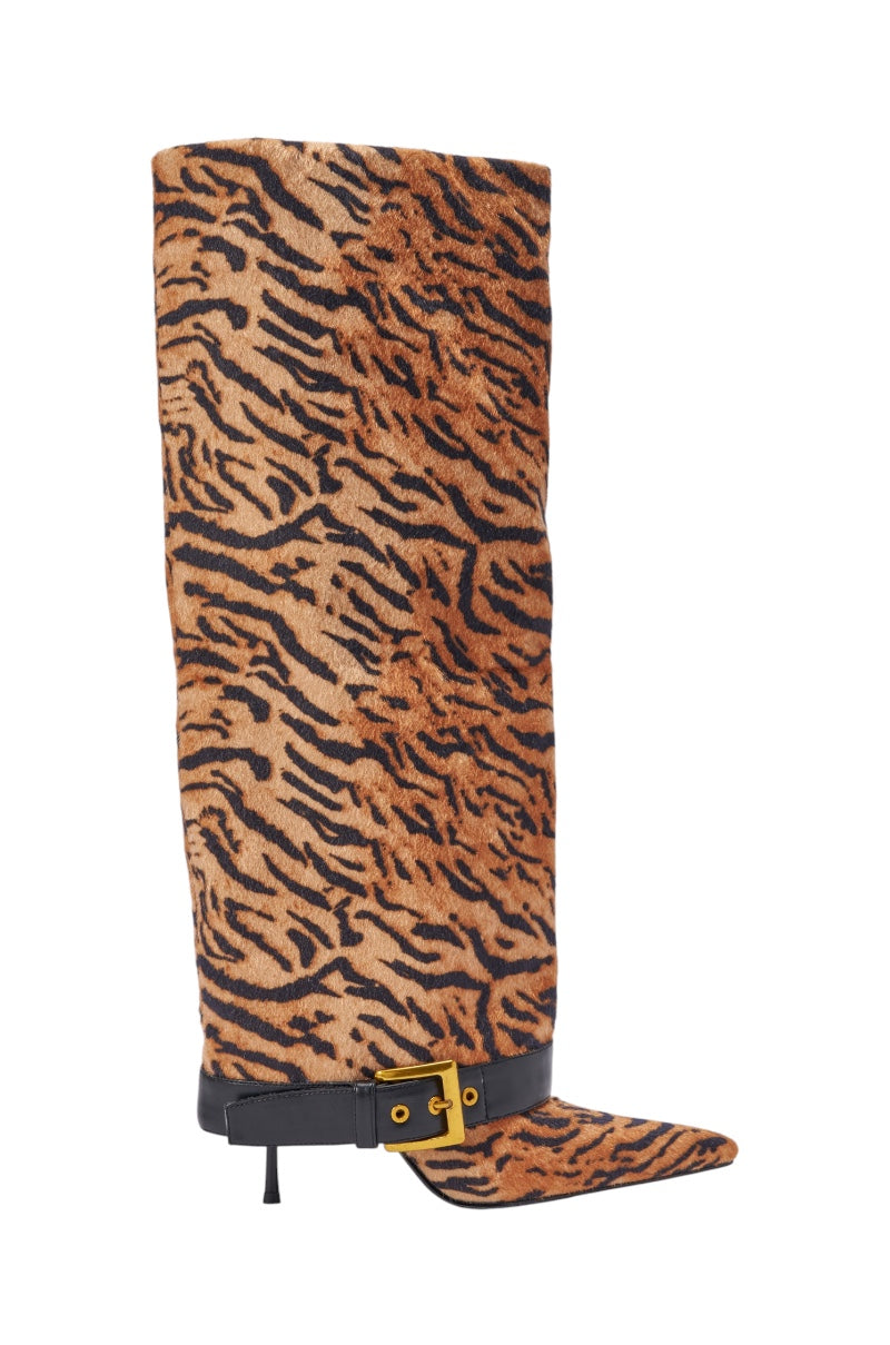 AZALEA WANG JUST TIGER STILETTO FOLD OVER BOOT