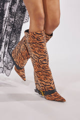 AZALEA WANG JUST TIGER STILETTO FOLD OVER BOOT