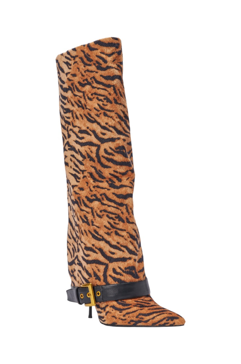 AZALEA WANG JUST TIGER STILETTO FOLD OVER BOOT