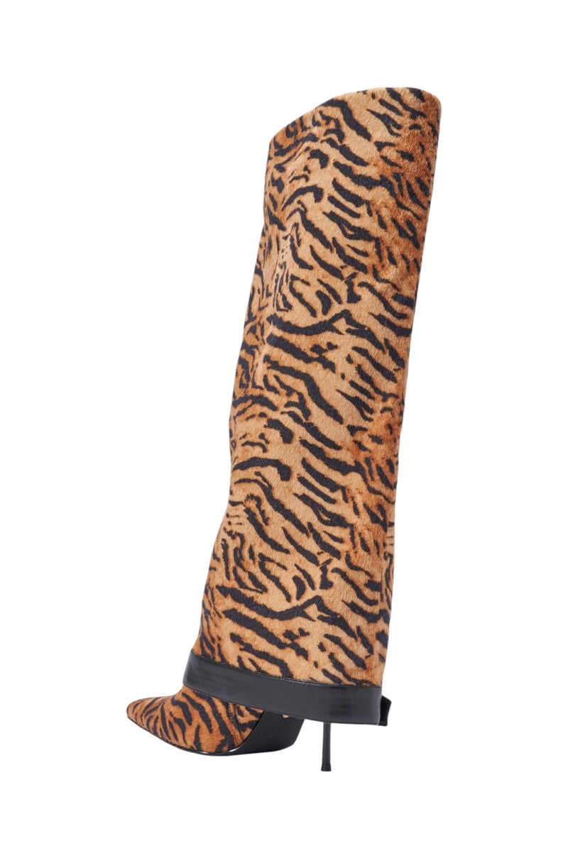 AZALEA WANG JUST TIGER STILETTO FOLD OVER BOOT