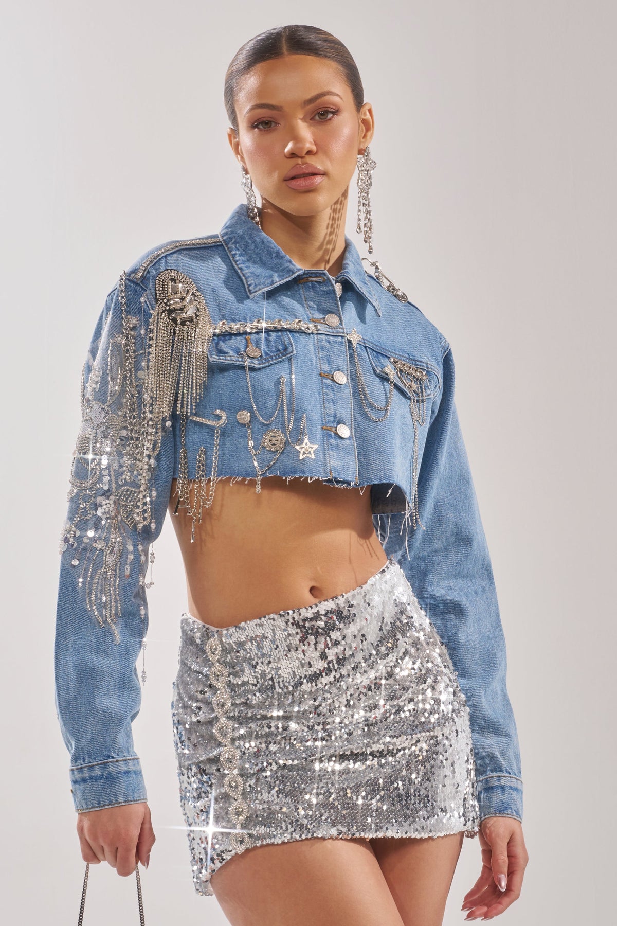 PIPER EMBELLISHED DENIM JACKET