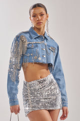 PIPER EMBELLISHED DENIM JACKET