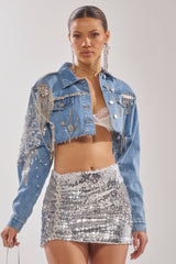 PIPER EMBELLISHED DENIM JACKET