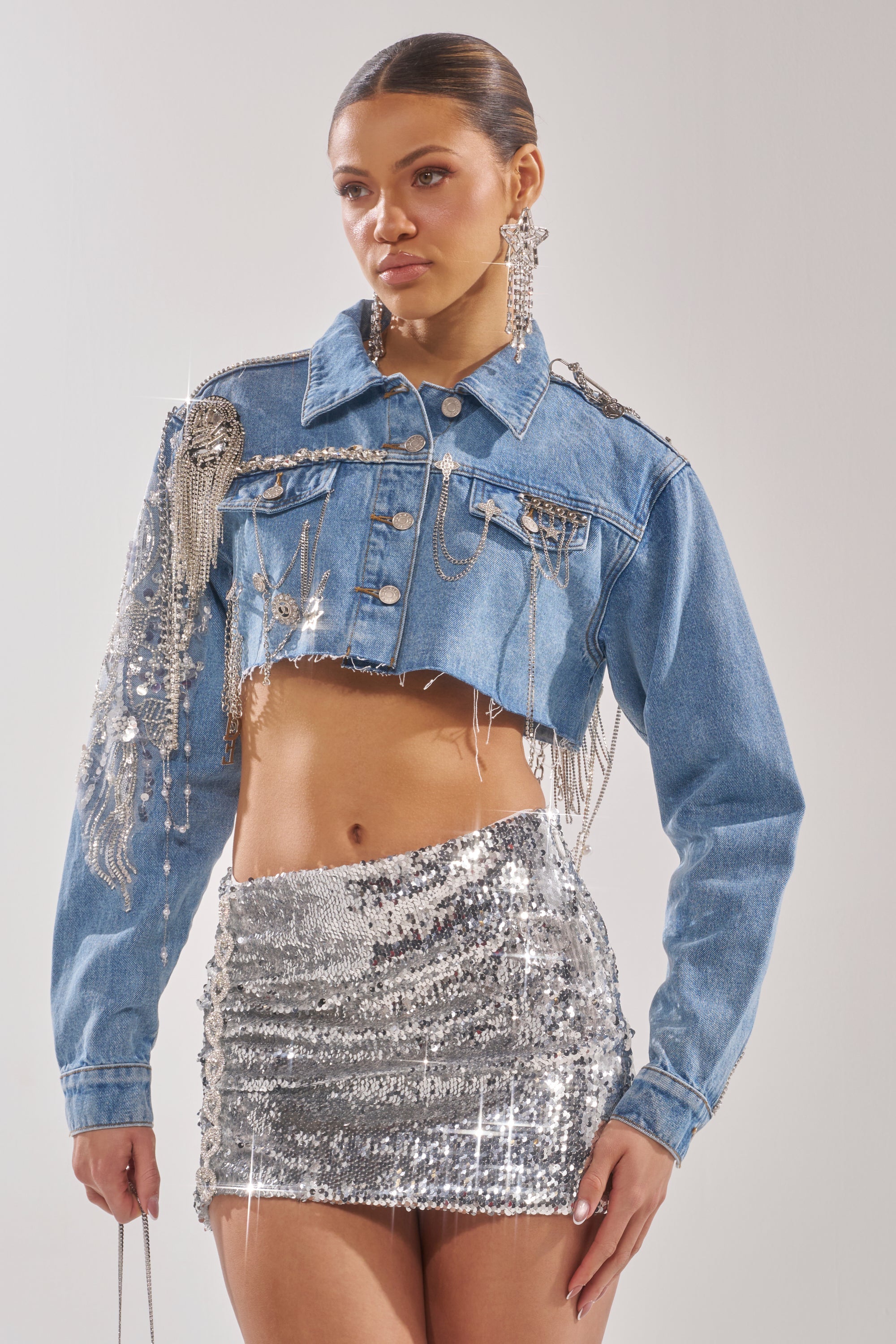 PIPER EMBELLISHED DENIM JACKET