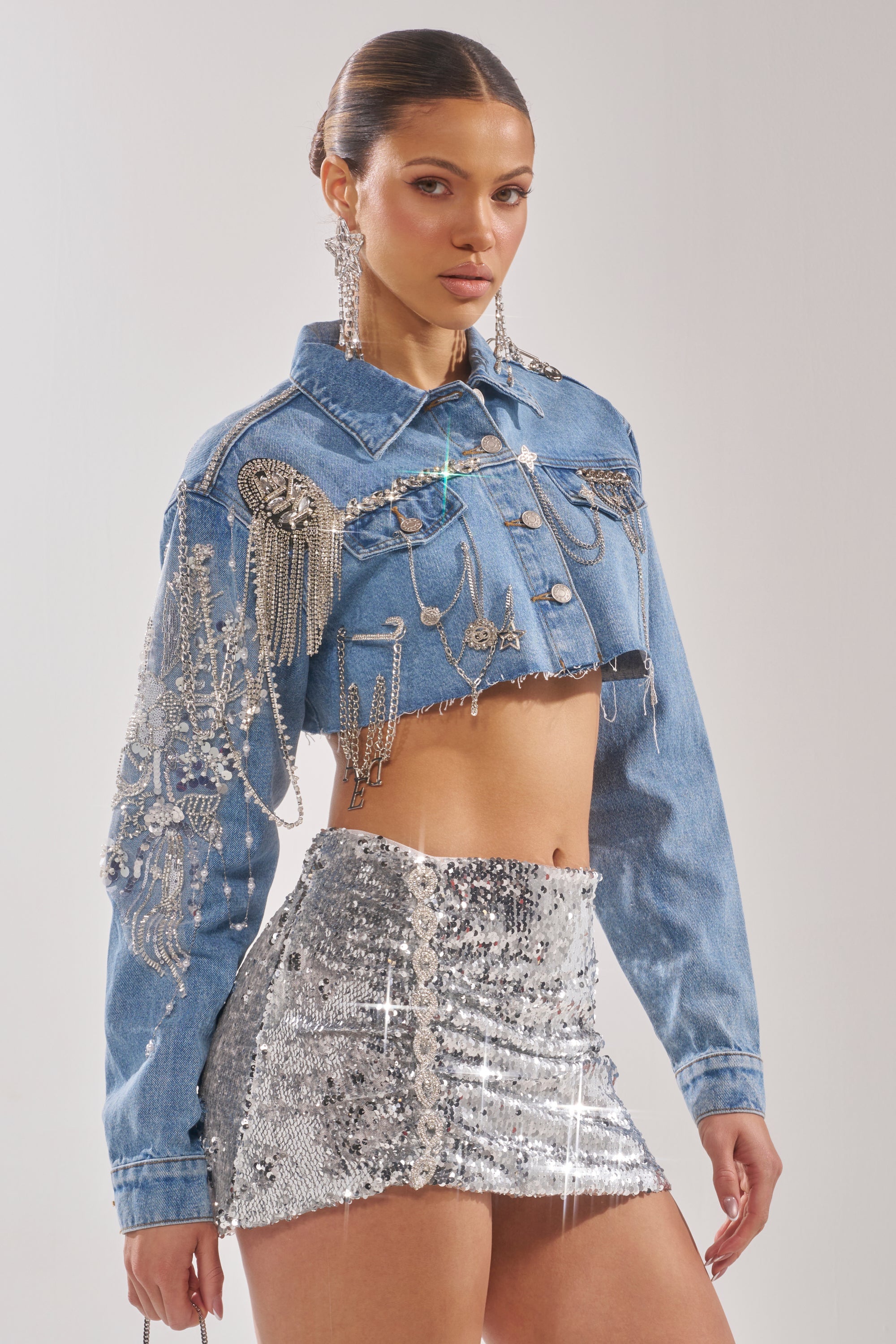 PIPER EMBELLISHED DENIM JACKET