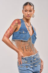 RIDE EM CROPPED DENIM VEST