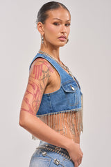 RIDE EM CROPPED DENIM VEST
