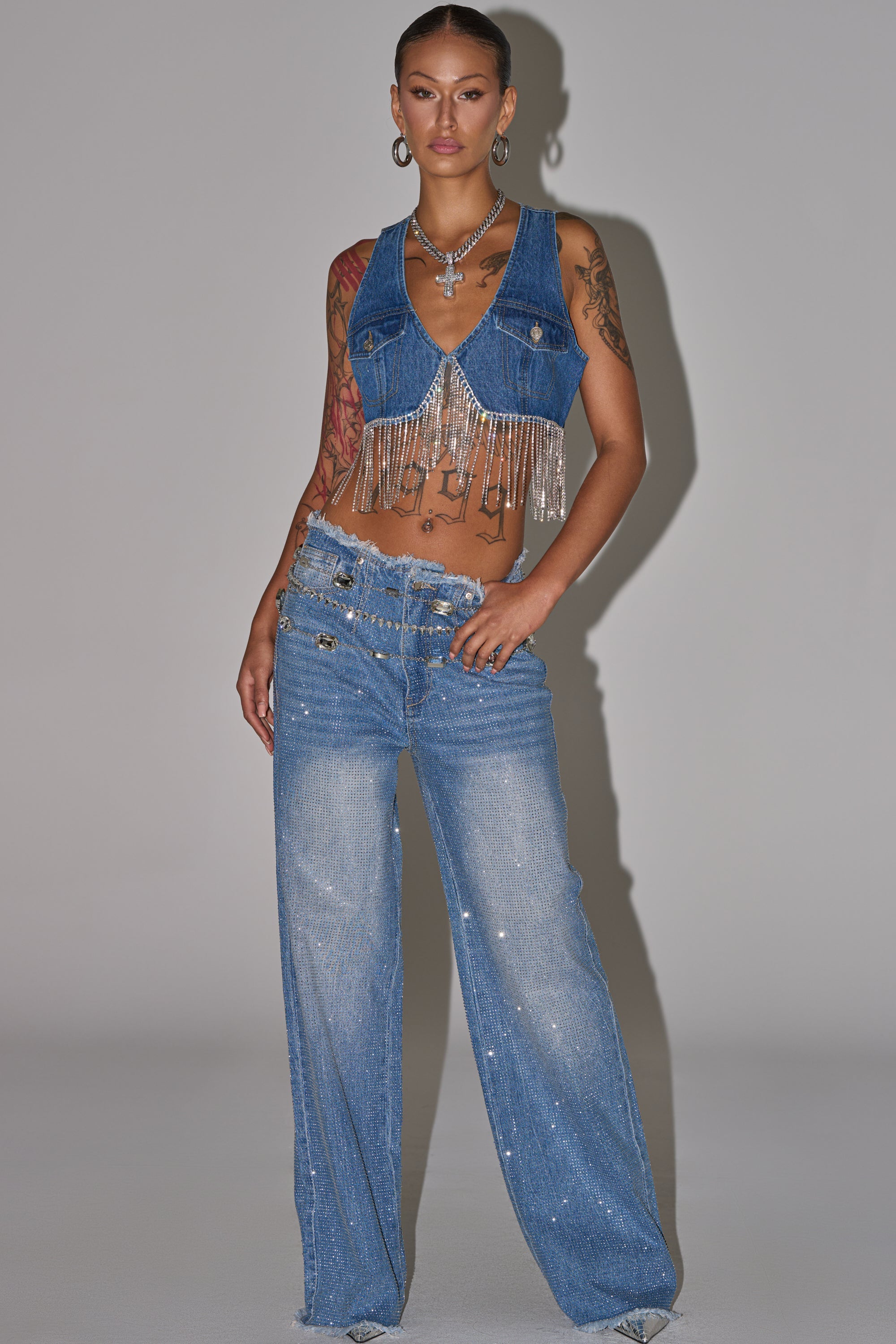 RIDE EM CROPPED DENIM VEST