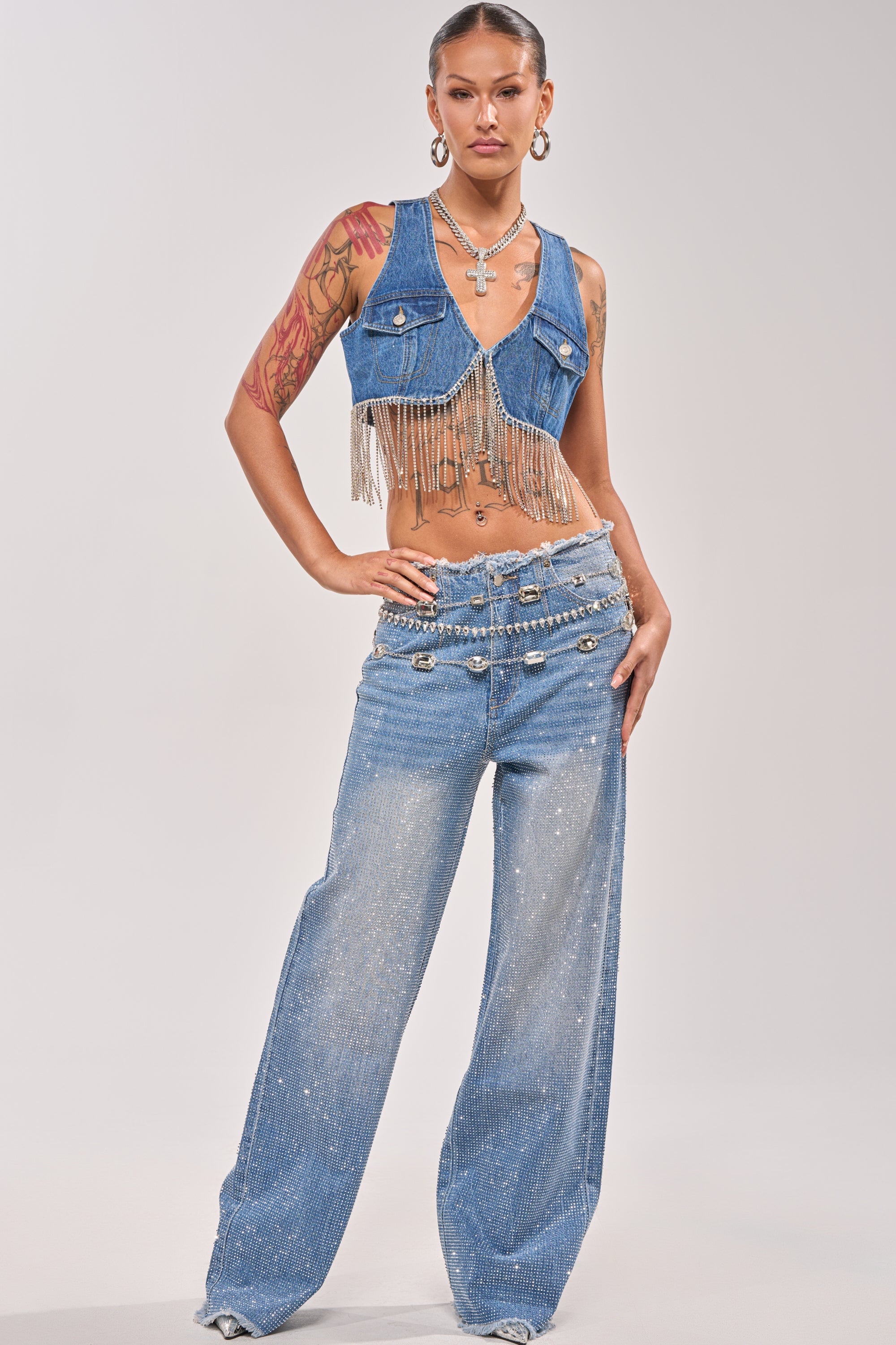 RIDE EM CROPPED DENIM VEST