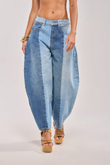 MIXED EMOTIONS COLORBLOCKED BARREL DENIM