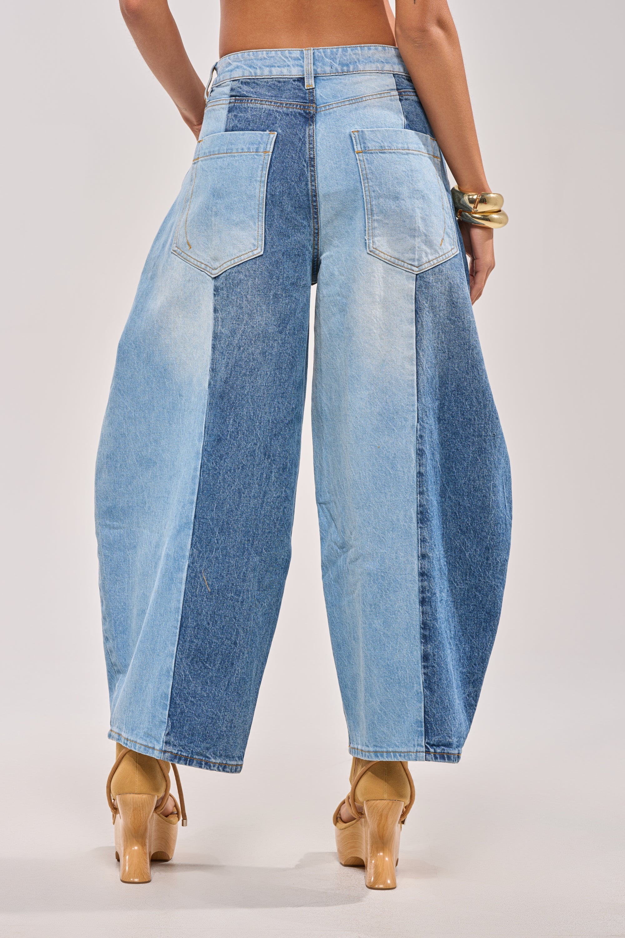 MIXED EMOTIONS COLORBLOCKED BARREL DENIM