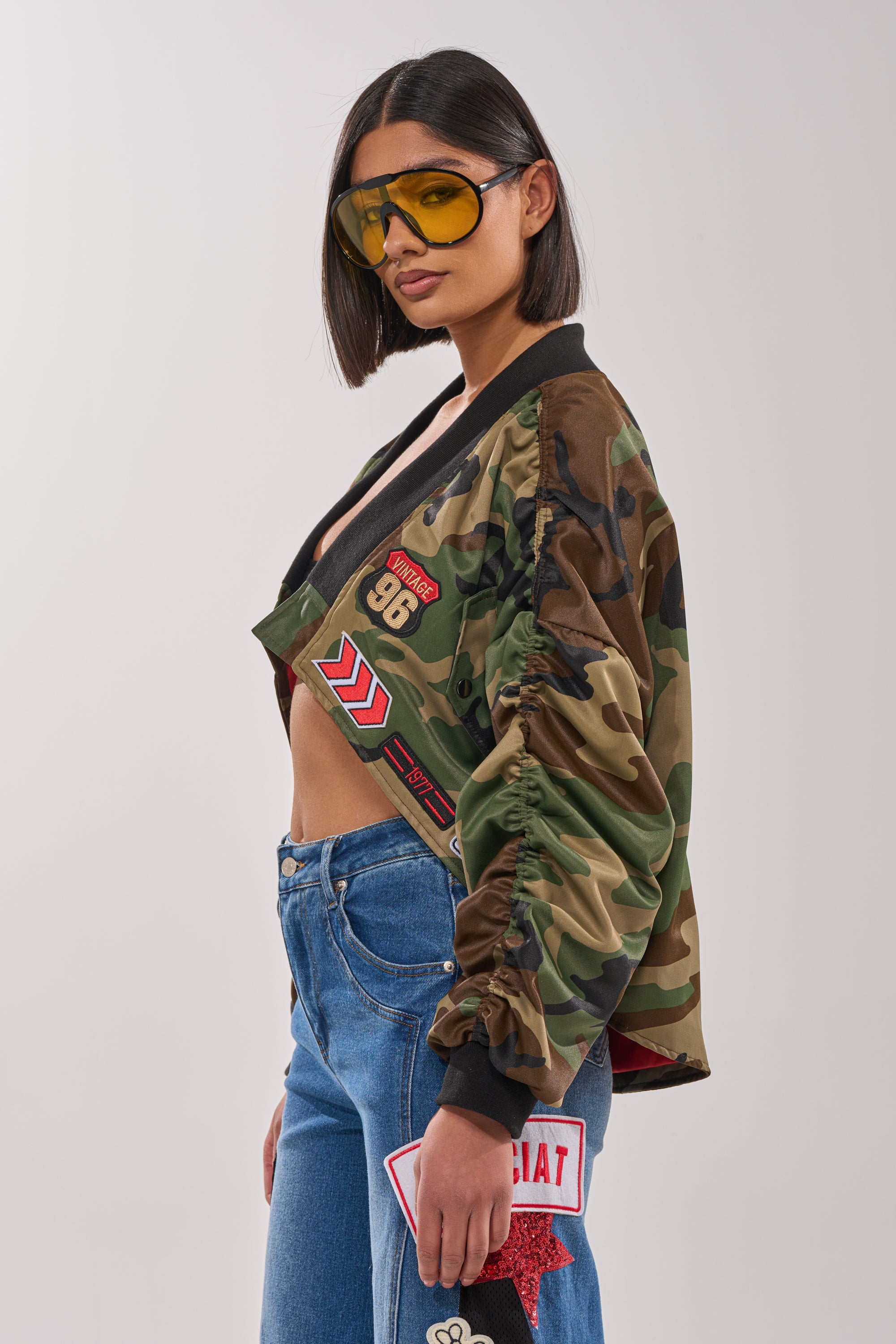 ON THE RUN CAMO BOMBER