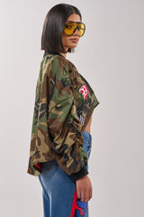 ON THE RUN CAMO BOMBER
