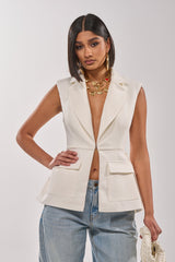 NAOMI BLAZER VEST IN WHITE