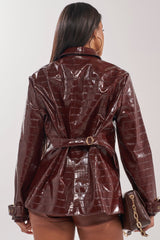DONT STOP NOW FAUX LEATHER BUTTON DOWN