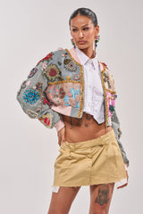 IF YOU'RE DOWN EMBELLISHED DENIM BOMBER