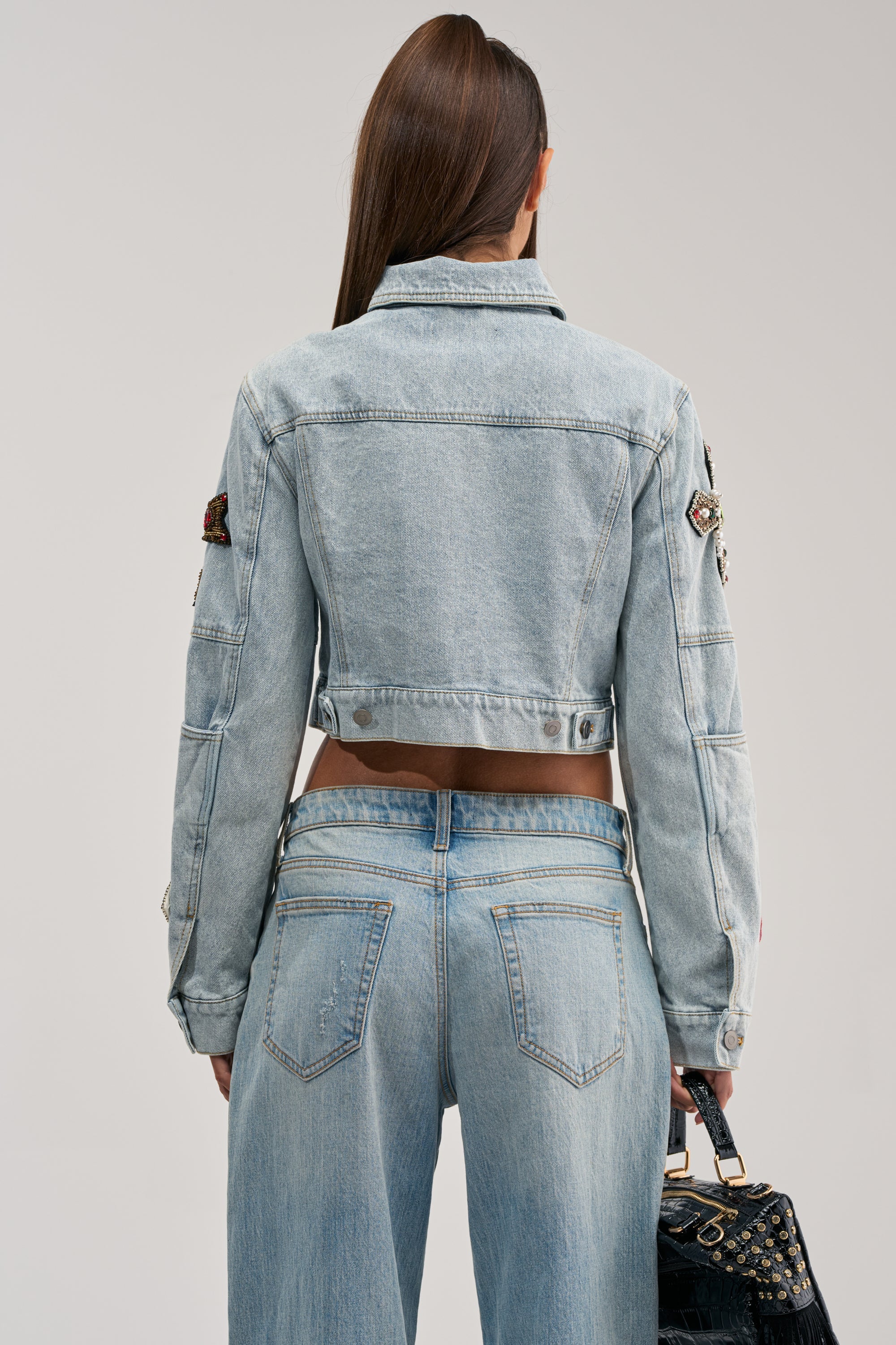 GIVE AND TAKE EMBELLISHED DENIM JACKET