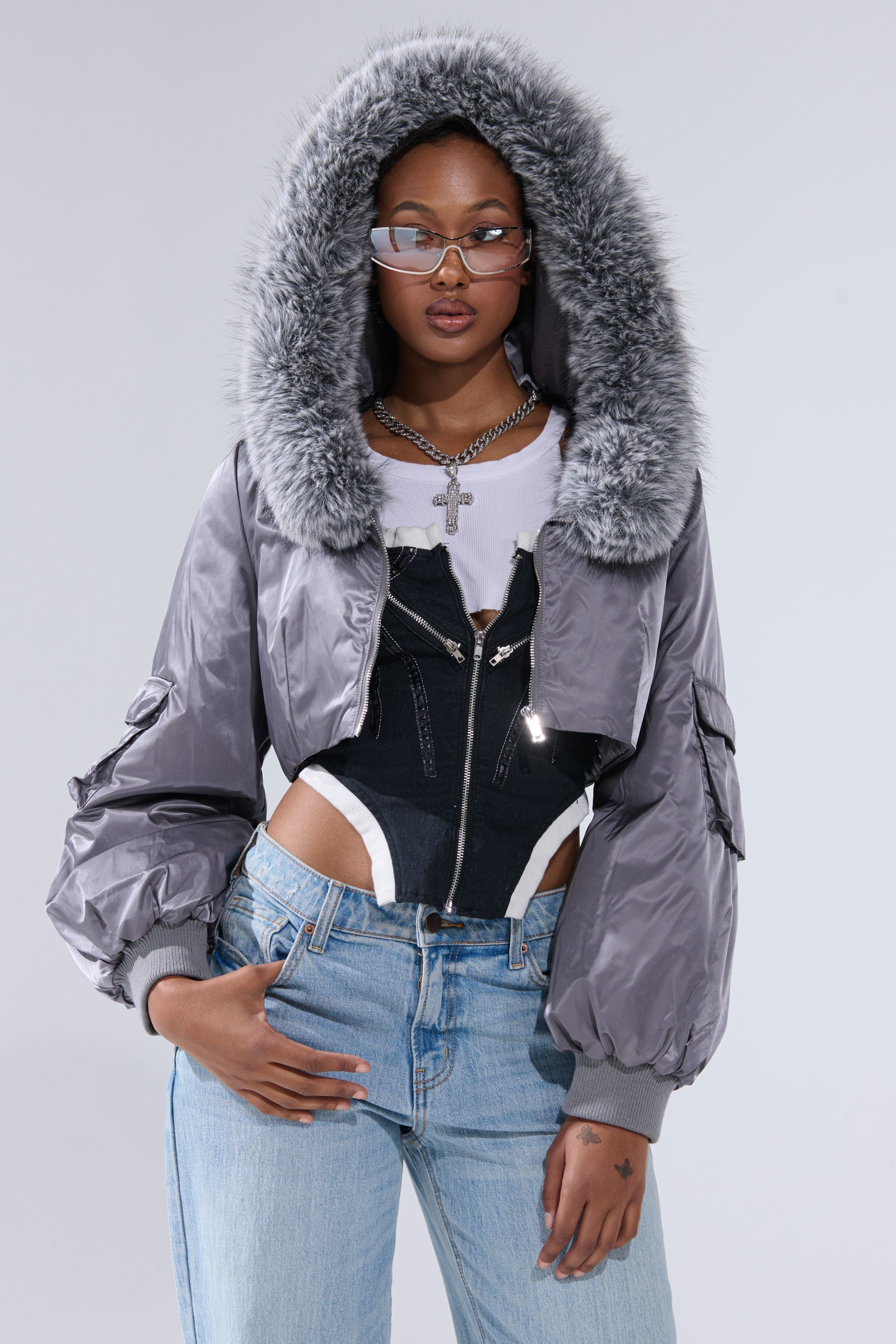 ITTY BITTY CROPPED BOMBER