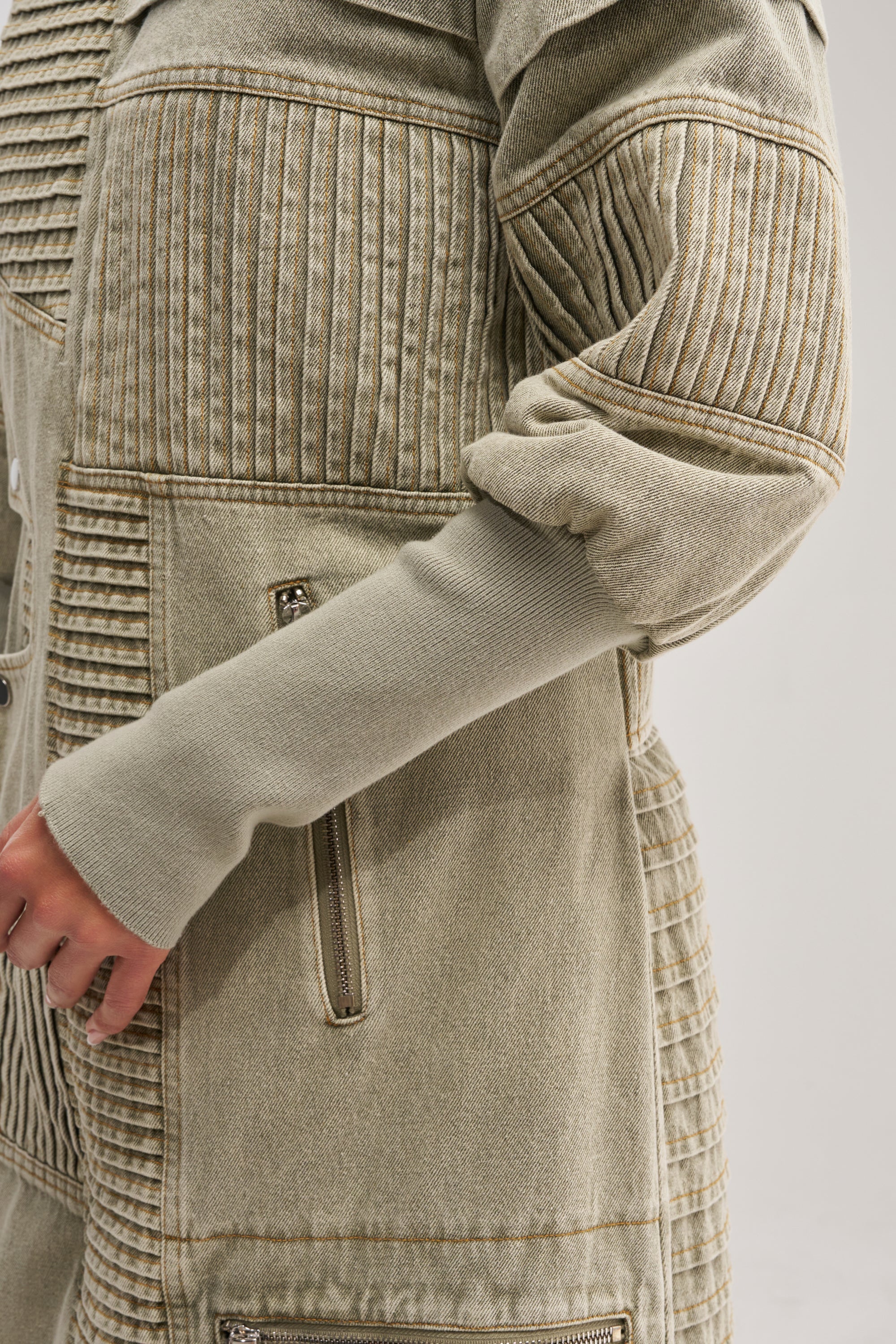 VORTEX DENIM TRENCH COAT IN OLIVE
