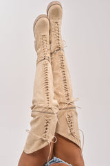 AKIRA GOLD KALLIN BEIGE CONVERTIBLE SHAFT HEIGHT BOOT