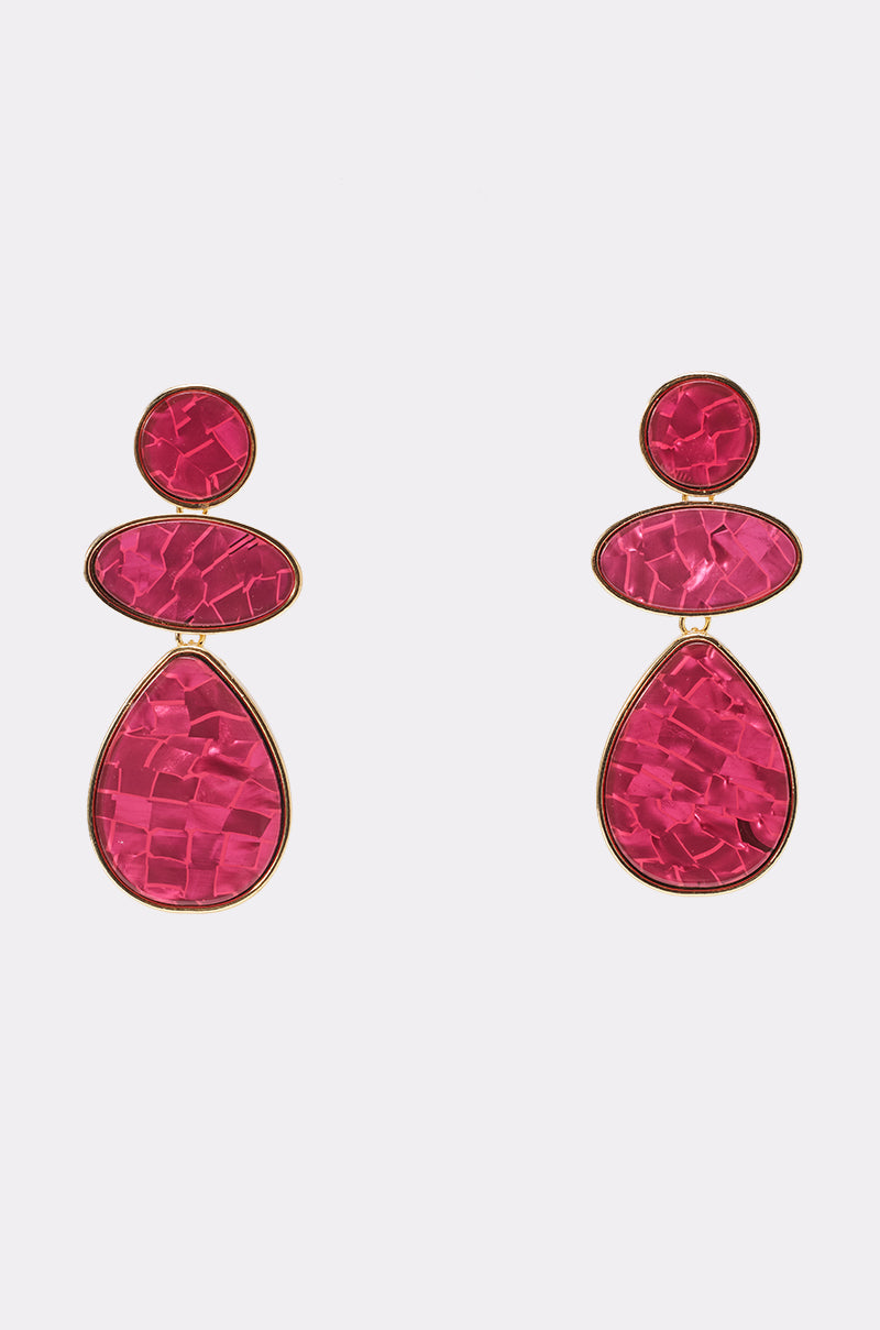 TRIPLE DROP EARRINGS IN PINK