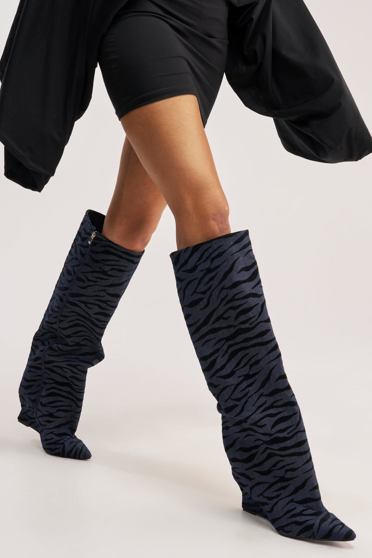 AZALEA WANG KENYA DENIM TIGER WEDGE BOOT