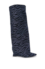 AZALEA WANG KENYA DENIM TIGER WEDGE BOOT