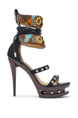 AZALEA WANG KISMETRA BLACK BEAD EMBELLISHED PLATFORM STILETTO SANDAL
