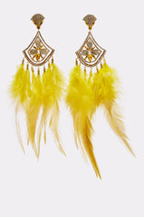AT CARNIVALE STATEMENT FEATHER EARRING