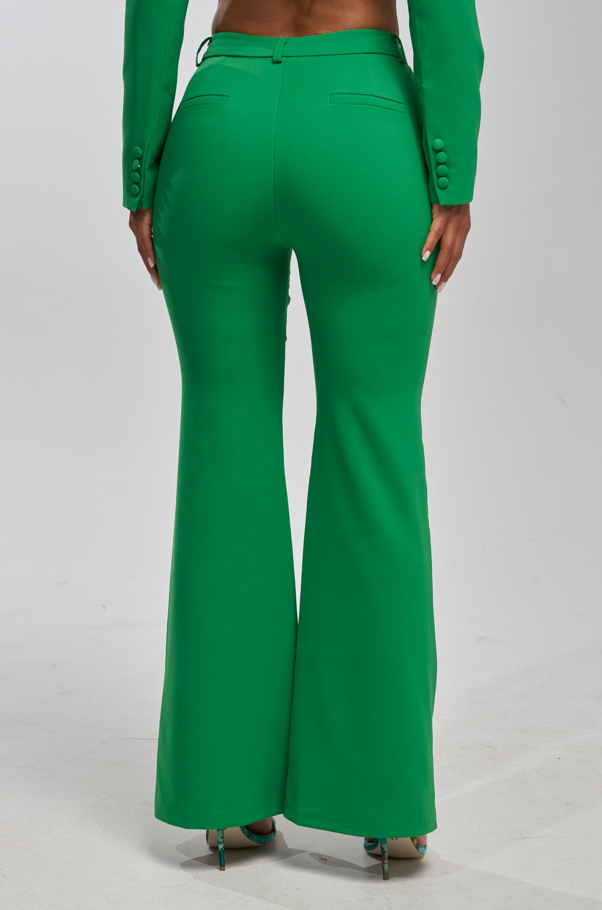 JUST YOUR LUCK FLARE TROUSER IN GREEN