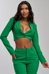 JUST YOUR LUCK CROPPED BLAZER IN GREEN