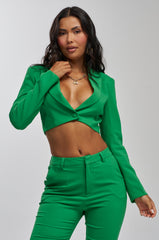 JUST YOUR LUCK CROPPED BLAZER IN GREEN