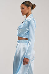 KYLA ICY BLUE SATIN BLAZER