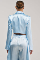 KYLA ICY BLUE SATIN BLAZER