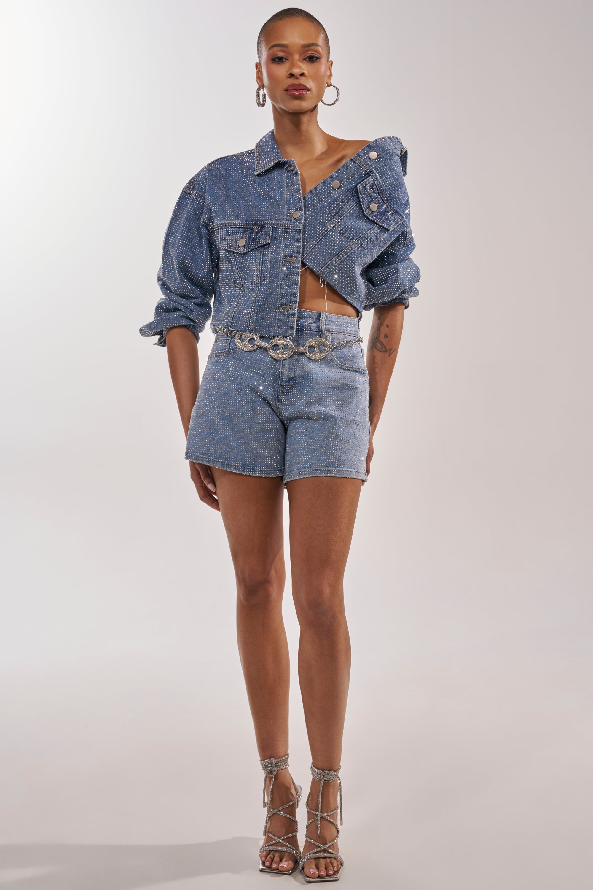 KYLIE EMBELLISHED DENIM SHORT