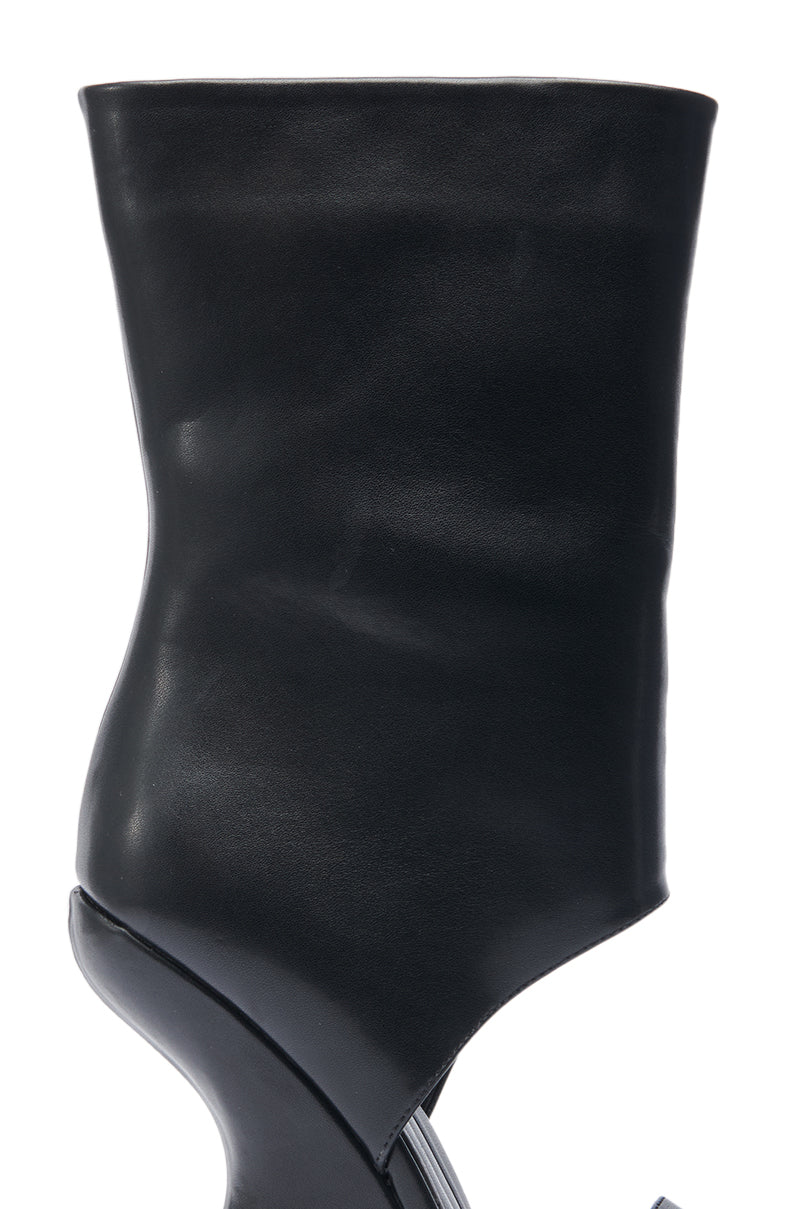 AZALEA WANG KYVELI BLACK WEDGE OPEN TOE BOOTIE