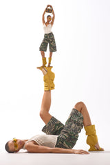 AZALEA WANG KYVELISA MUSTARD WEDGE OPEN TOE BOOTIE