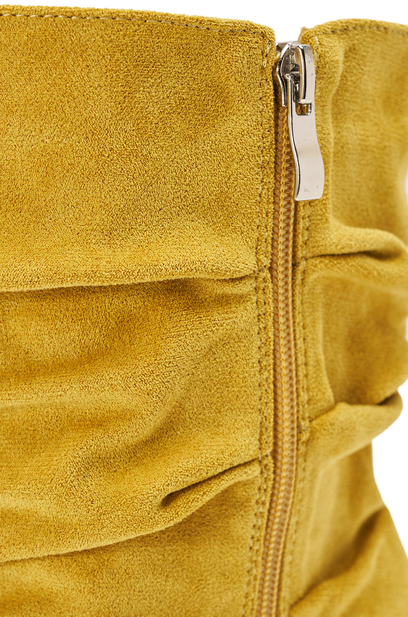 AZALEA WANG KYVELISA MUSTARD WEDGE OPEN TOE BOOTIE