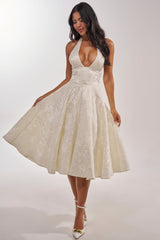 SWEET CAROLINE HALTER MIDI DRESS