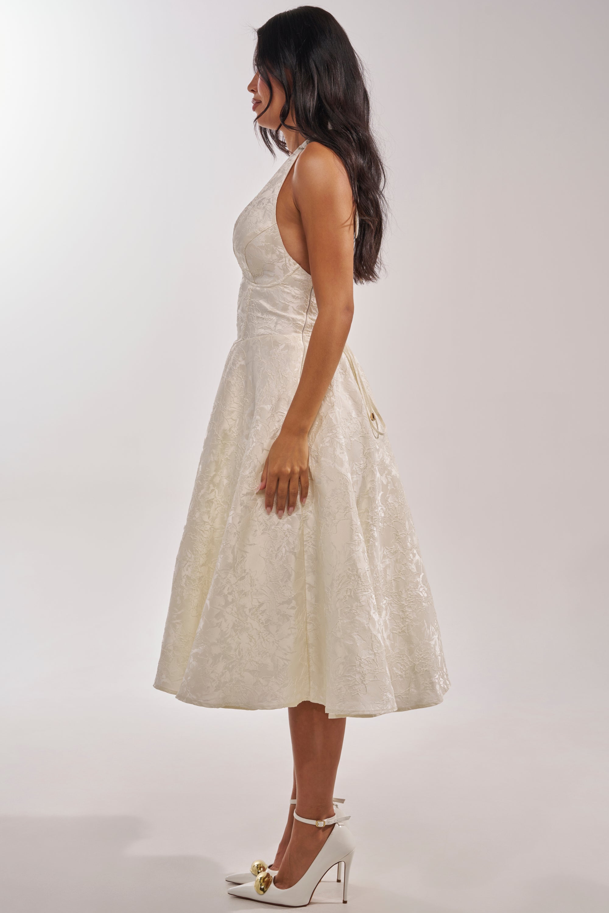 SWEET CAROLINE HALTER MIDI DRESS