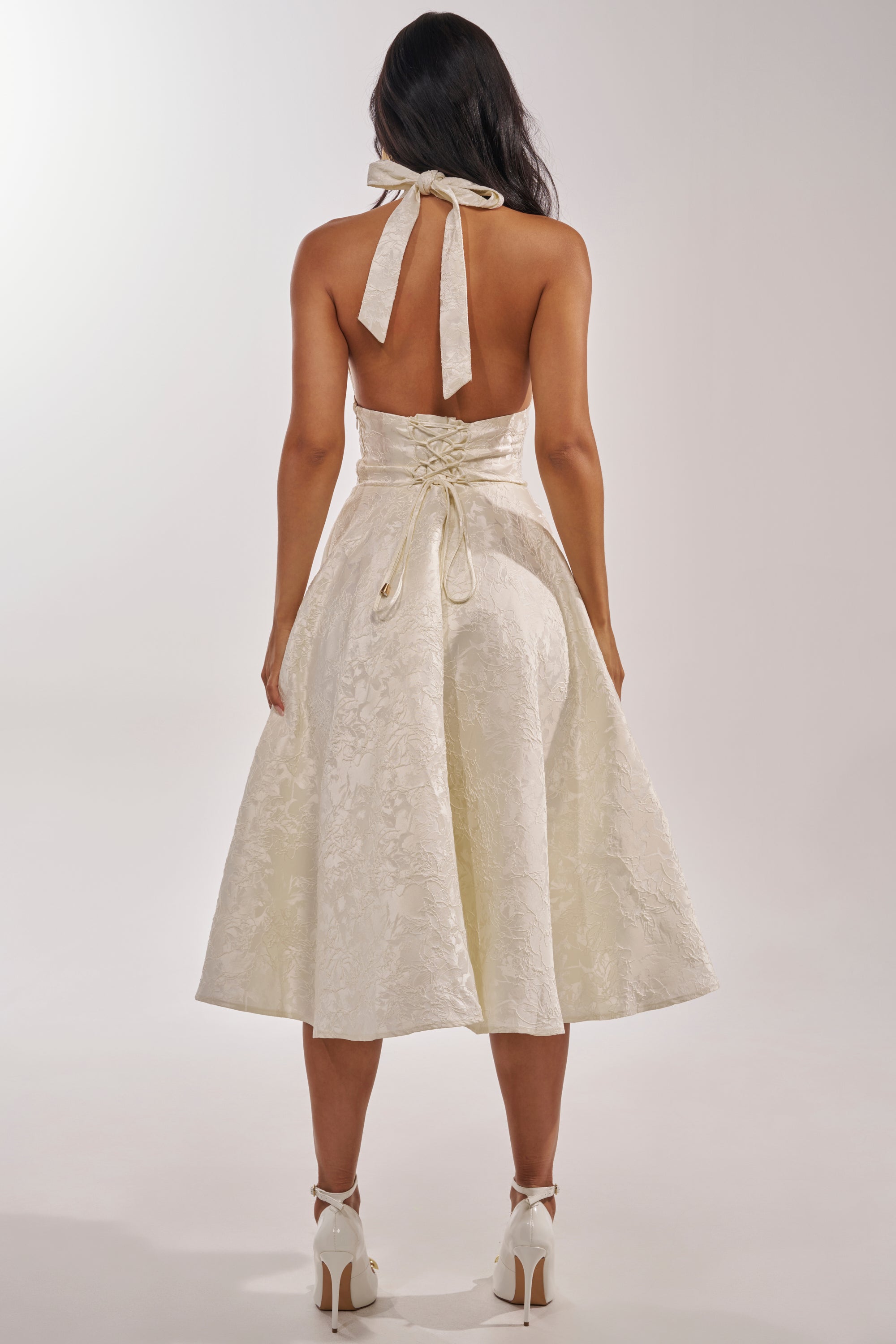 SWEET CAROLINE HALTER MIDI DRESS