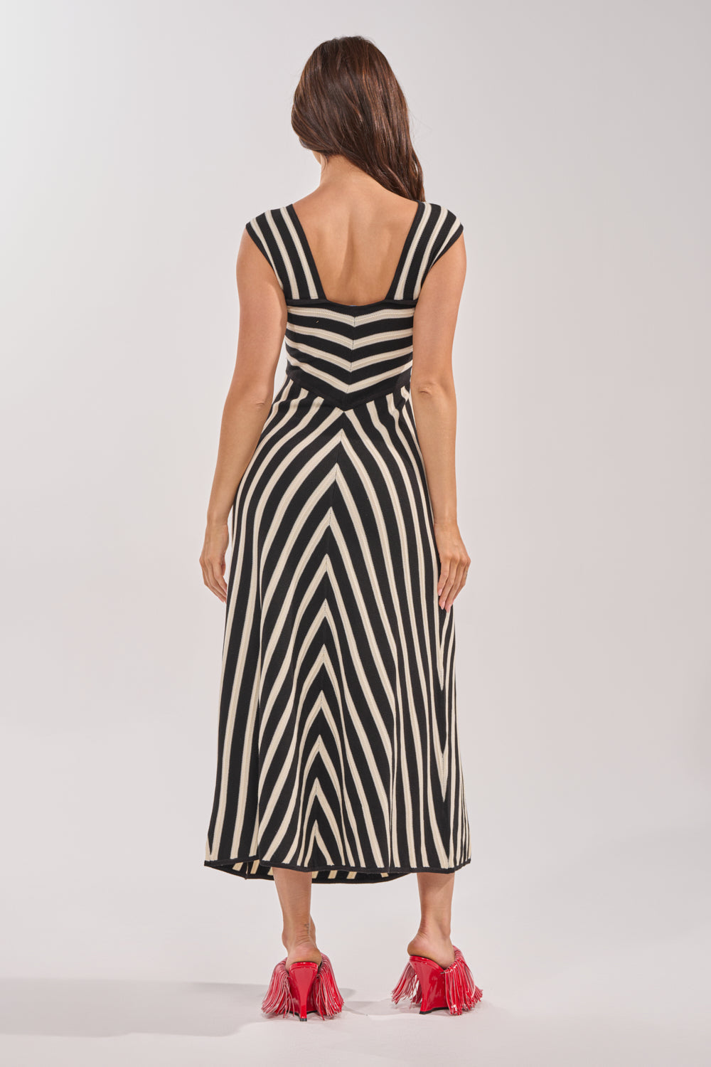 BLOCKED AND BLESS MAXI SWEATER DRESS IN BLACK AND WHITE STRIPE