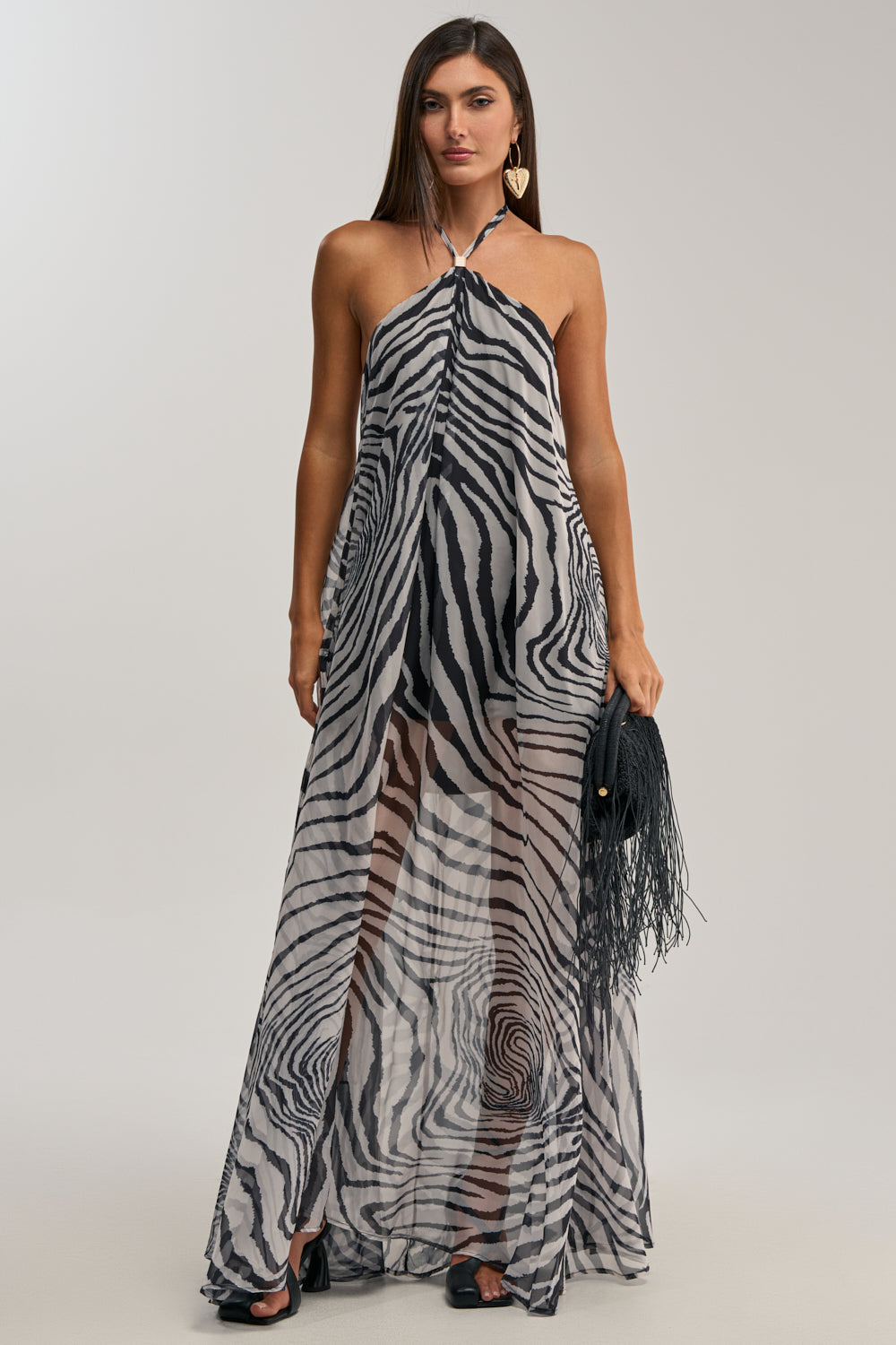 SWEET SIDE CHIFFON MAXI DRESS IN ZEBRA