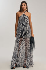 SWEET SIDE CHIFFON MAXI DRESS IN ZEBRA