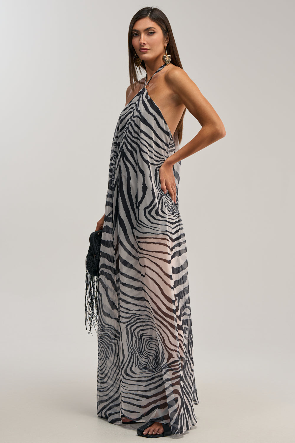 SWEET SIDE CHIFFON MAXI DRESS IN ZEBRA