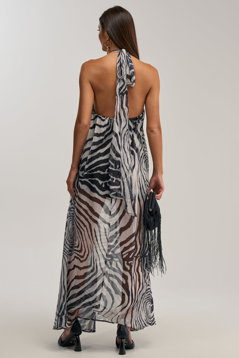 SWEET SIDE CHIFFON MAXI DRESS IN ZEBRA