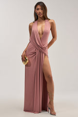 HEAD TURNING HALTER MAXI DRESS IN ROSE