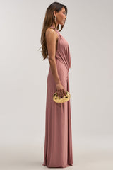 HEAD TURNING HALTER MAXI DRESS IN ROSE